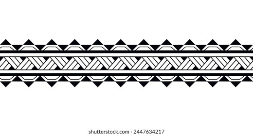 Maori Polynesian tattoo bracelet. Tribal sleeve seamless pattern vector.	