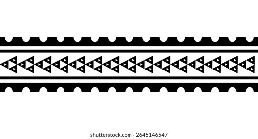 Maori Polynesian tattoo bracelet. Tribal sleeve seamless pattern vector.