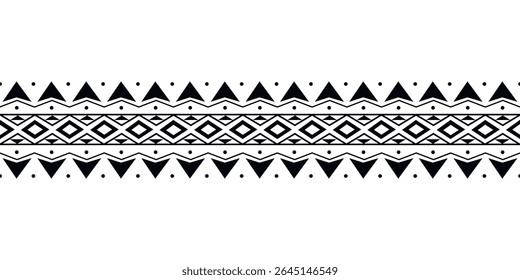 Maori Polynesian tattoo bracelet. Tribal sleeve seamless pattern vector.