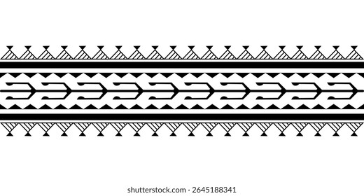 Maori Polynesian tattoo bracelet. Tribal sleeve seamless pattern vector.