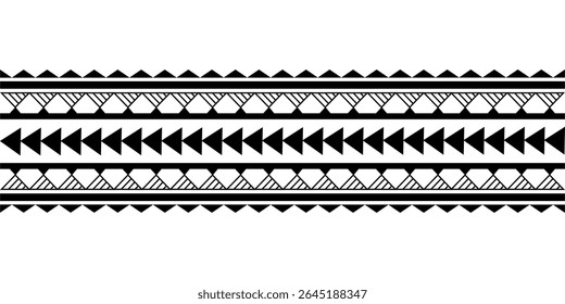 Maori Polynesian tattoo bracelet. Tribal sleeve seamless pattern vector.
