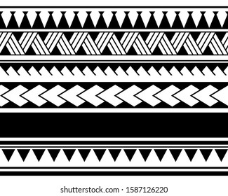 Maori polynesian tattoo sleeve. Tribal bracelet seamless pattern vector. Samoan border tattoo design fore arm or foot. Armband tattoo tribal. band fabric seamless ornament isolated on white background