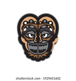 Maori or Samoan style mask. Polynesian style tiki. Isolated. Vector illustration