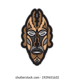 Maori or Samoan style mask. Polynesian style tiki. Good for t-shirts, phone cases, and tattoos. Isolated. Vector illustration