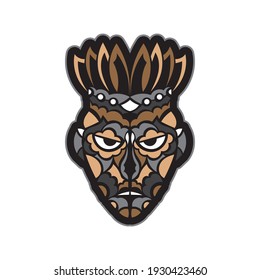 Maori or Samoan style mask. Polynesian style tiki. Good for a tattoo. Isolated. Vector illustration