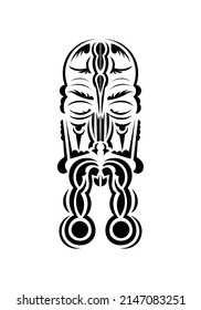 Maori style face. Ready tattoo template. Flat style. Vetcor.