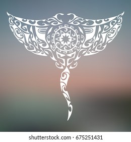 Maori style manta isolated 