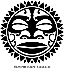 Maori style sun isol ated on  white. Use for tattoo