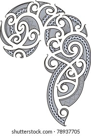 Maori style tattoo designed for a man's body (shoulder and chest)