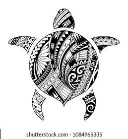 Maori Style Tattoo Shaped As Turtle