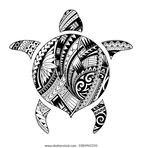 Maori Style Tattoo Shaped Turtle Stock Vector (Royalty Free) 1084965335