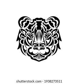 Maori style tiger face tattoo. Boho tiger face. Isolated. Vector 