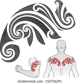 Maori styled tattoo pattern in a shape of chameleon. Good for a shoulder or an upper back. Editable vector illustration.