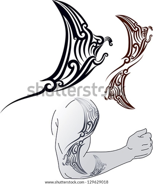 Maori Styled Tattoo Pattern Shape Manta Stock Vector Royalty Free