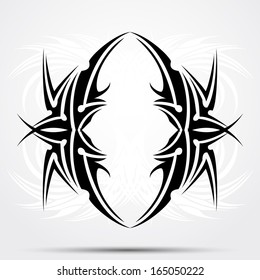 Maori styled tattoo patterns fit for top or bottom back. Raster. Check my portfolio for a vector version.