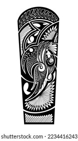 Maori tattoo design. Sleeve Tribal Tattoo Vector Illustration