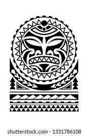 Maori tattoo design  with sun face for arm, shoulder