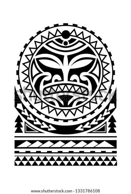 Maori Tattoo Design Sun Face Arm Stock Vector Royalty Free