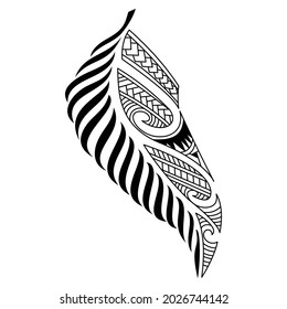 Maori Tattoo Of Fern Leaves Redrawn Into Vector.