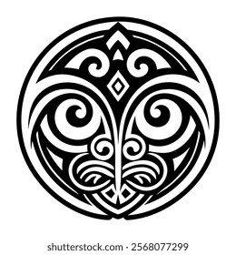 Maori tattoo icon in glyph style