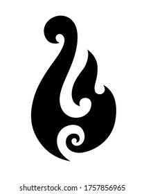 Maori tattoo style fish hook. Bone matau. Hei matau.