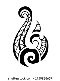 Maori Tattoo Style Fish Hook. Bone Matau. Hei Matau.	
