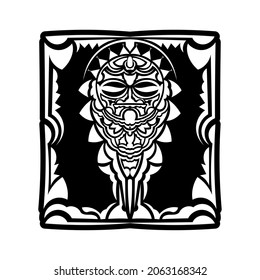 Maori traditional mask. Polynesian tattoo styled mask. Vector illustration.