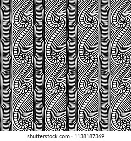 Maori tribal pattern vector seamless. African fabric print. Ethnic polynesian aboriginal art. Mayan monochrome background for boho textile blanket, wallpaper, wrapping paper and backdrop template.