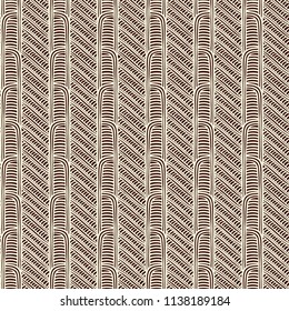 Maori tribal pattern vector seamless. African fabric print. Polynesian aboriginal art. Simple black white background for boho textile blanket, wallpaper, wrapping paper and backdrop template.