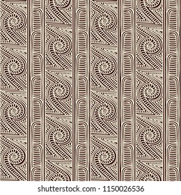Maori tribal pattern vector seamless. African fabric print. Polynesian aboriginal art. Peruvian ethnic background for gypsy textile blanket, wallpaper, wrapping paper and backdrop template.