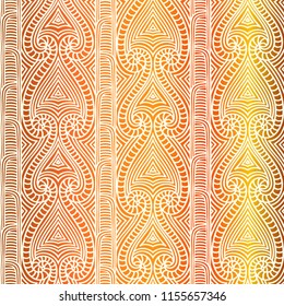 Maori tribal pattern vector seamless. African fabric texture. Traditional polynesian aboriginal art. Cradient background for boho textile blanket, wallpaper, wrapping paper and backdrop template.