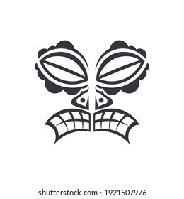 Maori tribal patterns. Tattoo mask with closed eyes in Polynesian style. Isolated. Vector illustration.