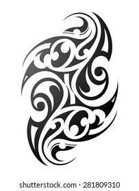 Maori tribal tattoo design. Ethnic ornament with traditional polynesian motives