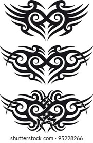 Maori tribal tattoo patterns fit for a shoulder or lower back zone.