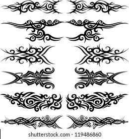 Maori tribal tattoo - Set of 6 different vector tribal tattoo in polynesian style