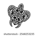 Maori tribal turtle reptile animal tattoo. Hawaiian ethnic sea animal tattoo vector symbol, Samoan tribe marine nature or Polynesian Maori culture turtle print. New Zealand tribal ocean life ornament