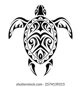 Maori tribal turtle reptile animal tattoo. Hawaiian ethnic sea animal tattoo vector symbol, Samoan tribe marine nature or Polynesian Maori culture turtle print.