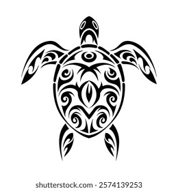 Maori tribal turtle reptile animal tattoo. Hawaiian ethnic sea animal tattoo vector symbol, Samoan tribe marine nature or Polynesian Maori culture turtle print.