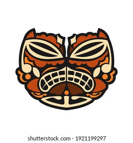 Maori tribe mask. Face pattern in Polynesian or Hawaiian style. Good for tatka or print. Vector.