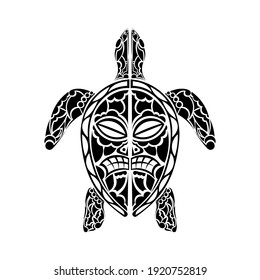 Maori turtle tattoo design. Isolated. Vector.