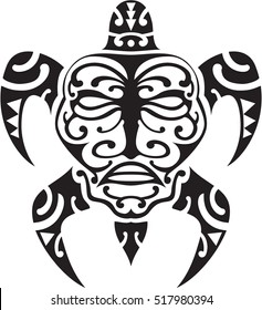 Maori turtle tattoo design on white