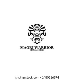 maori warrior logo design vector