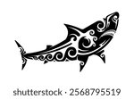 Maori warrior shark sea animal tribal tattoo. Hawaiian tribe pattern vector symbol, Polynesian Maori ethnic sea animal or New Zealand culture marine nature tattoo ornament. Samoan tribal shark print