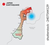 Map of the 7.6 Magnitude Earthquake in Noto Ishikawa Prefecture, Japan