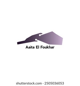 Map of Aaita El Foukhar national borders, important cities with dot technology, World map country vector illustration design template