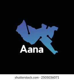 Mapa de las fronteras nacionales de Aana, ciudades importantes con tecnología de puntos, Plantilla de diseño de Ilustración vectorial de país del mapa mundial