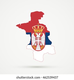 Map of Aarau district, canton (country subdivision) of Aargau, Switzerland in Serbia flag colors