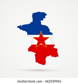 Map of Aarau district, canton (country subdivision) of Aargau, Switzerland in Yugoslavia flag colors