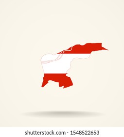 Map Aarau (Switzerland) in Austria flag colors, editable vector. 