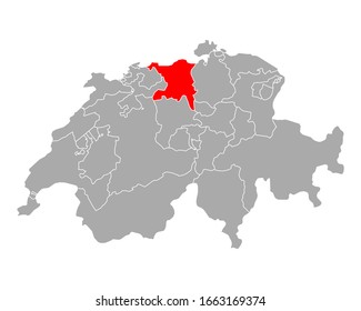 Map of Aargau in Switzerland on white